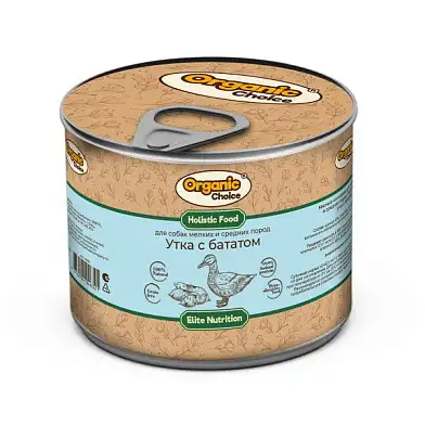 Organic Сhoice Elite Nutrition консервы для собак мелких и средних пород утка с бататом